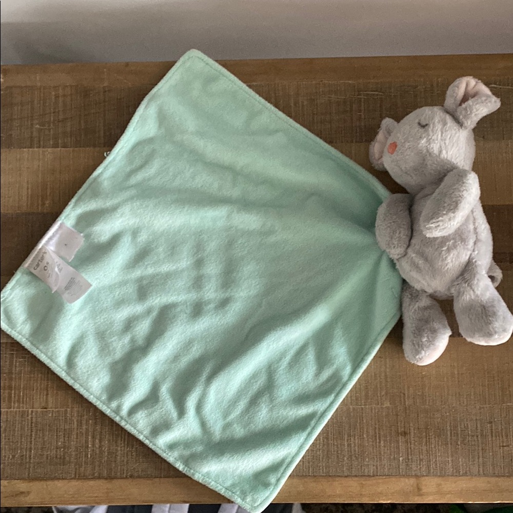 Mint Green Baby Blanket with Plush Bunny CARTERS lovey